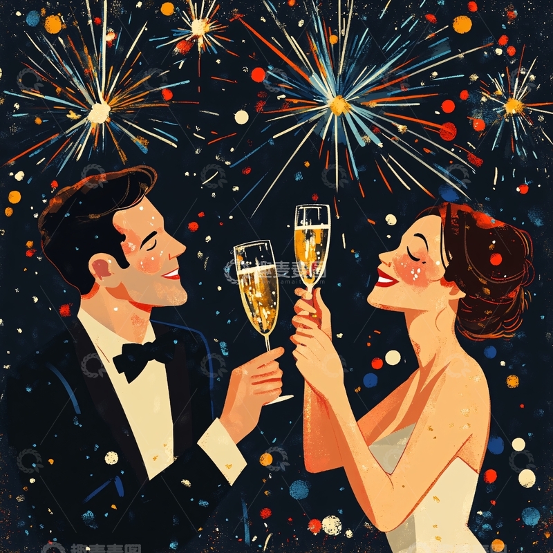高清大图下载【趣麦麦图】干杯插画