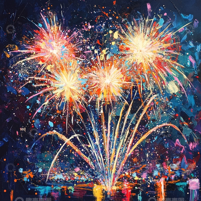 高清大图下载【趣麦麦图】油画肌理烟花4