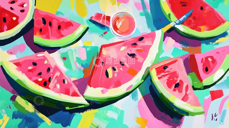 高清大图下载【趣麦麦图】夏日西瓜插画2