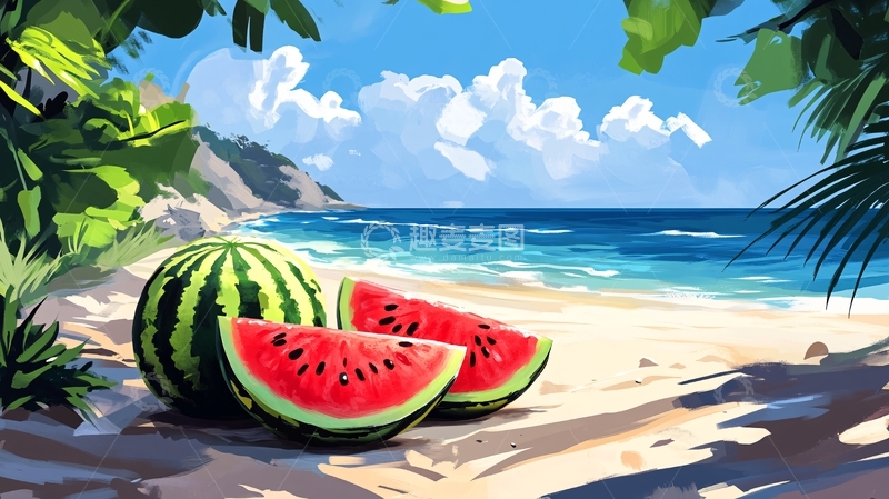 高清大图下载【趣麦麦图】夏日西瓜插画6