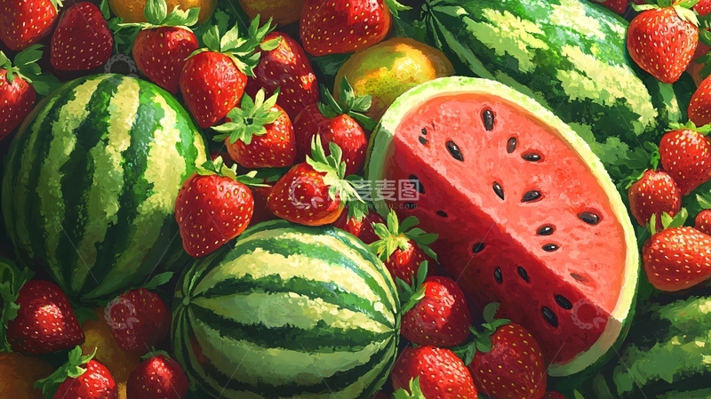 高清大图下载【趣麦麦图】西瓜草莓水果沙拉