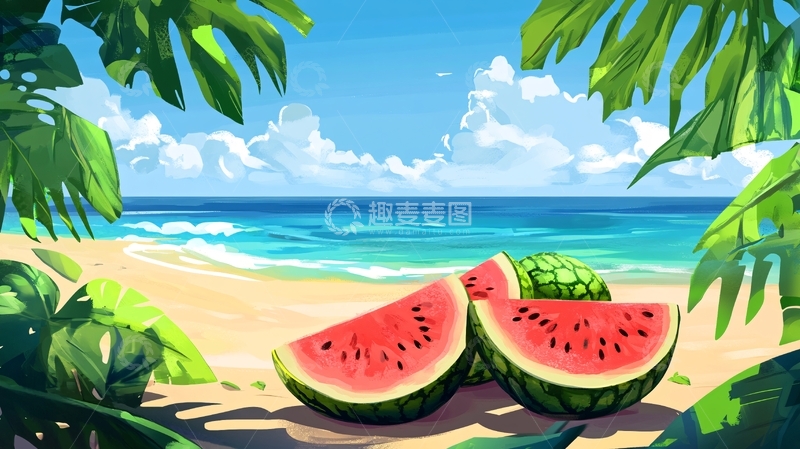 高清大图下载【趣麦麦图】夏日西瓜插画3