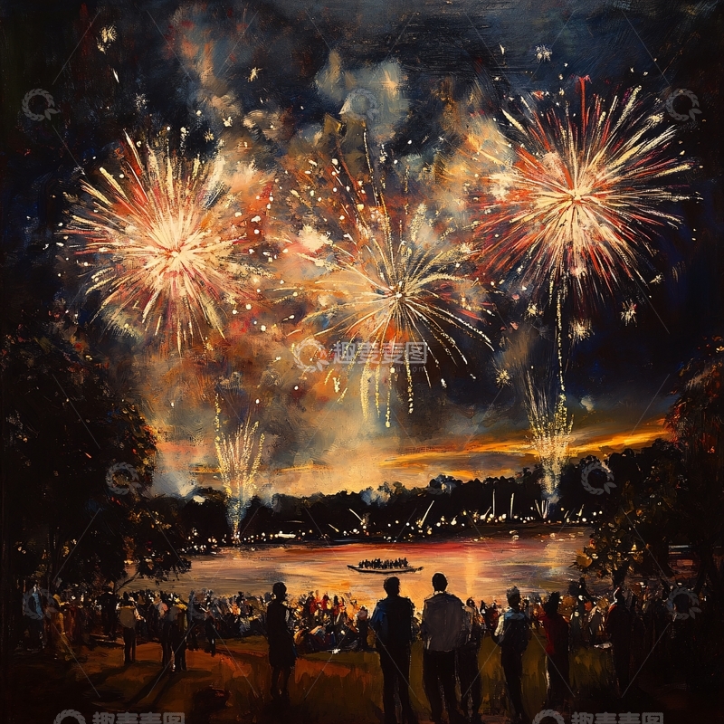 高清大图下载【趣麦麦图】油画肌理烟花3
