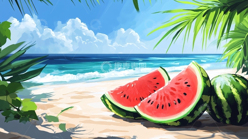 高清大图下载【趣麦麦图】夏日西瓜插画4