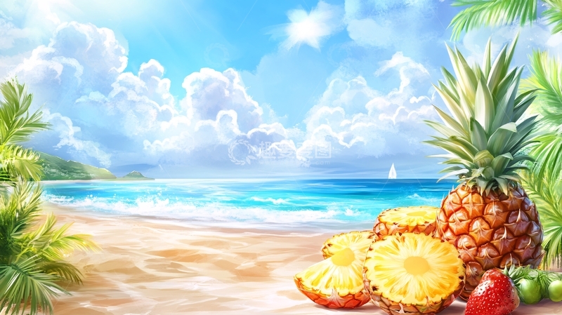 高清大图下载【趣麦麦图】手绘菠萝壁纸1