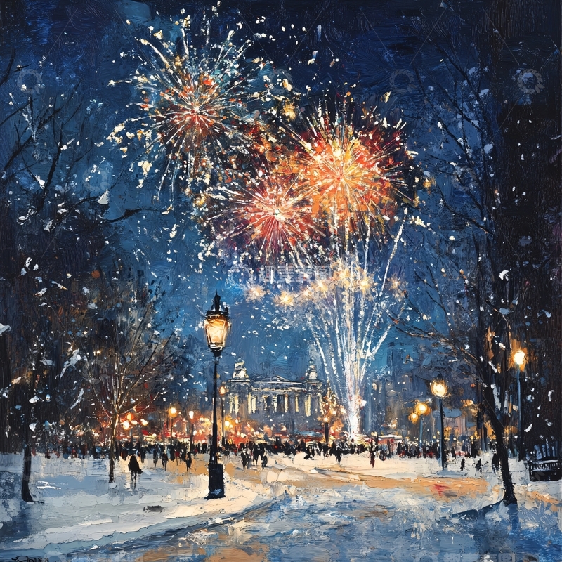 高清大图下载【趣麦麦图】油画肌理烟花6