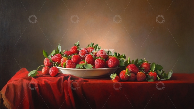 高清大图下载【趣麦麦图】手绘草莓油画2