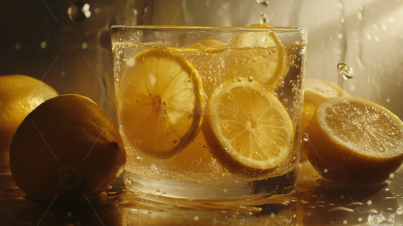 高清大图下载【趣麦麦图】柠檬片泡水