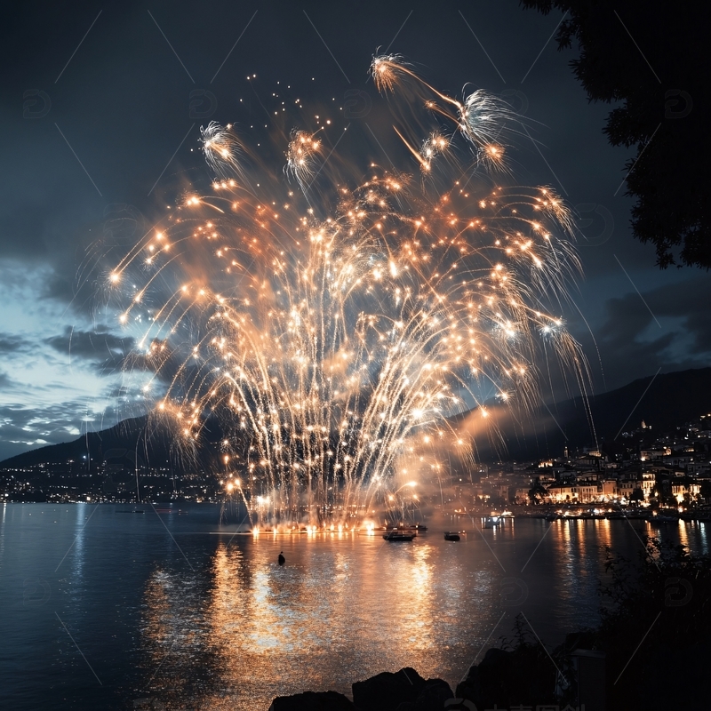 高清大图下载【趣麦麦图】水上烟花2