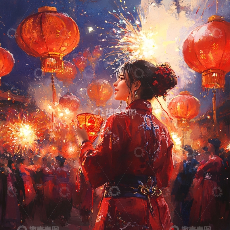 高清大图下载【趣麦麦图】古风美女过年2