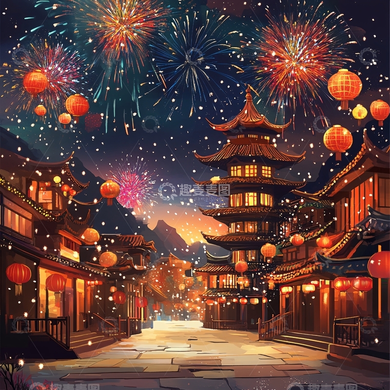 高清大图下载【趣麦麦图】汴京插画
