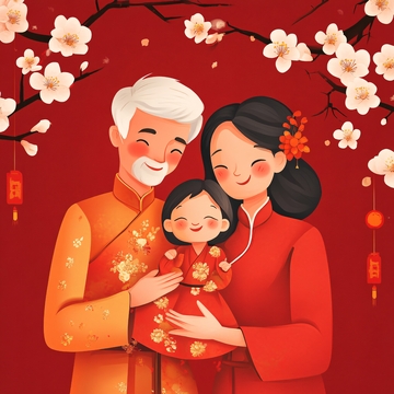 全家福过年插画2