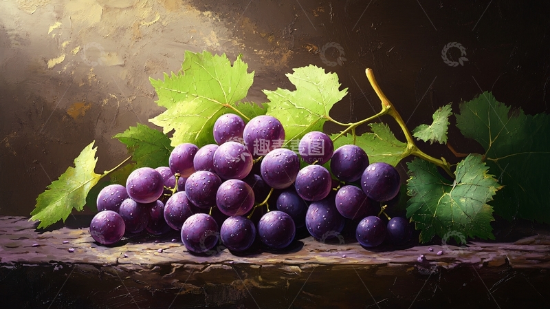 高清大图下载【趣麦麦图】新鲜紫葡萄串