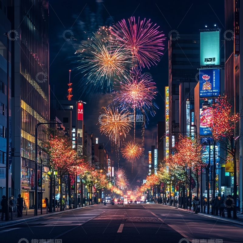 高清大图下载【趣麦麦图】新春街道