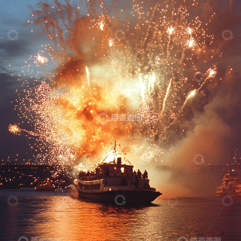 高清大图下载【趣麦麦图】火船轮船