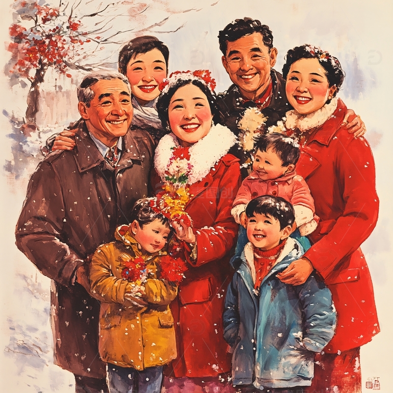 高清大图下载【趣麦麦图】东北一家人