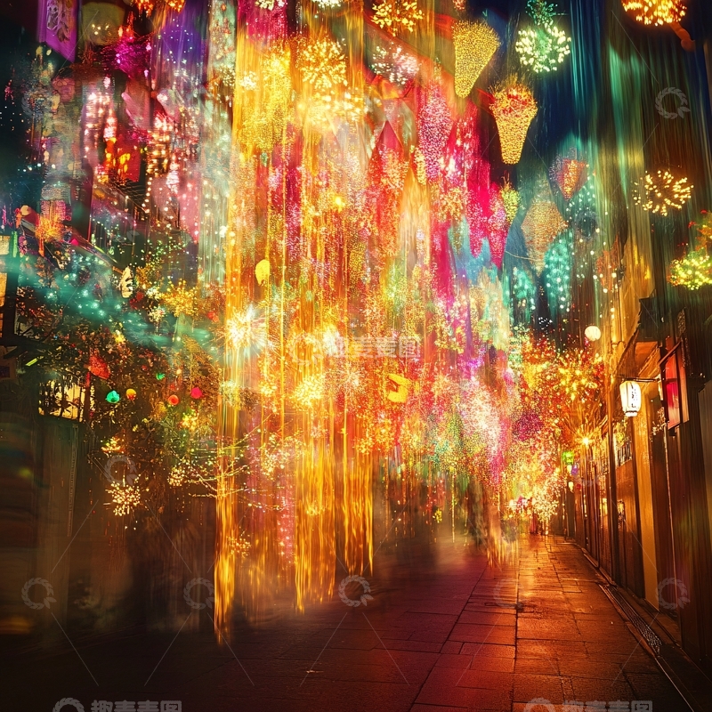 高清大图下载【趣麦麦图】彩灯过道