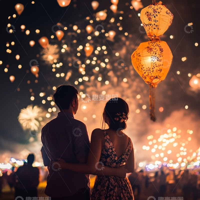 高清大图下载【趣麦麦图】情侣灯会