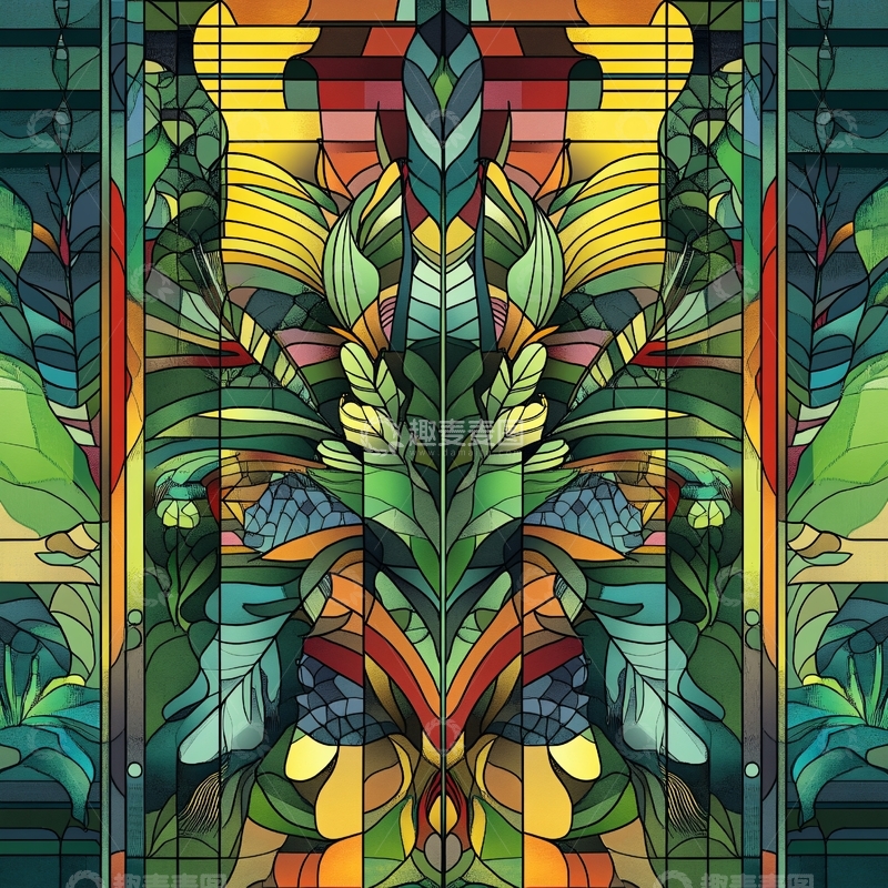 高清大图下载【趣麦麦图】艺术彩色玻璃服装花纹