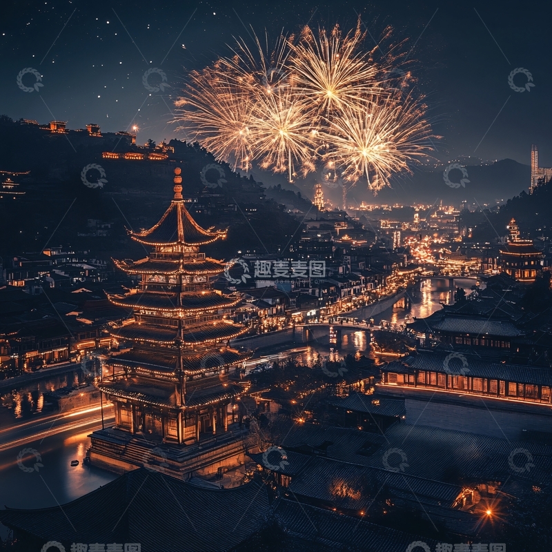 高清大图下载【趣麦麦图】打铁花金阁2