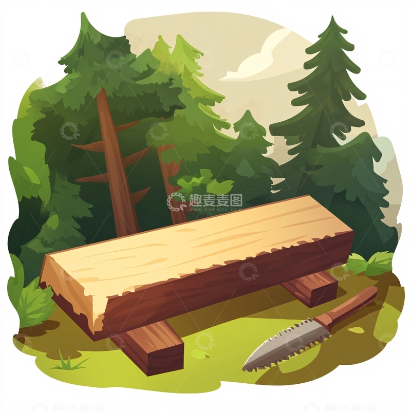 高清大图下载【趣麦麦图】林中长椅长凳