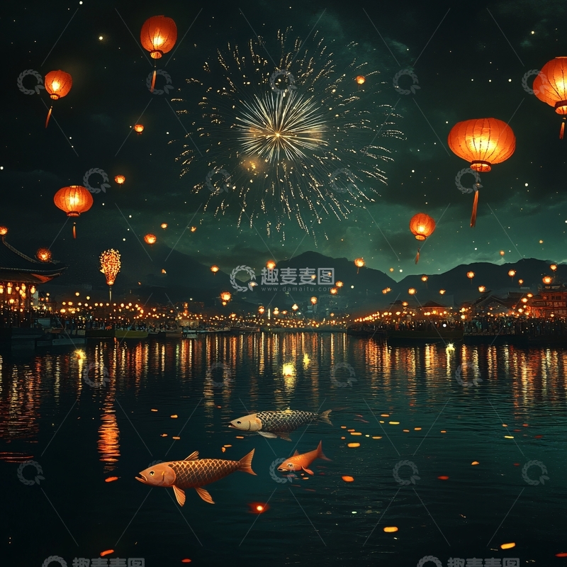高清大图下载【趣麦麦图】元宵节鱼灯会