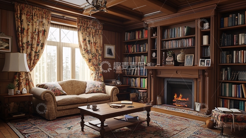 高清大图下载【趣麦麦图】-英式书房