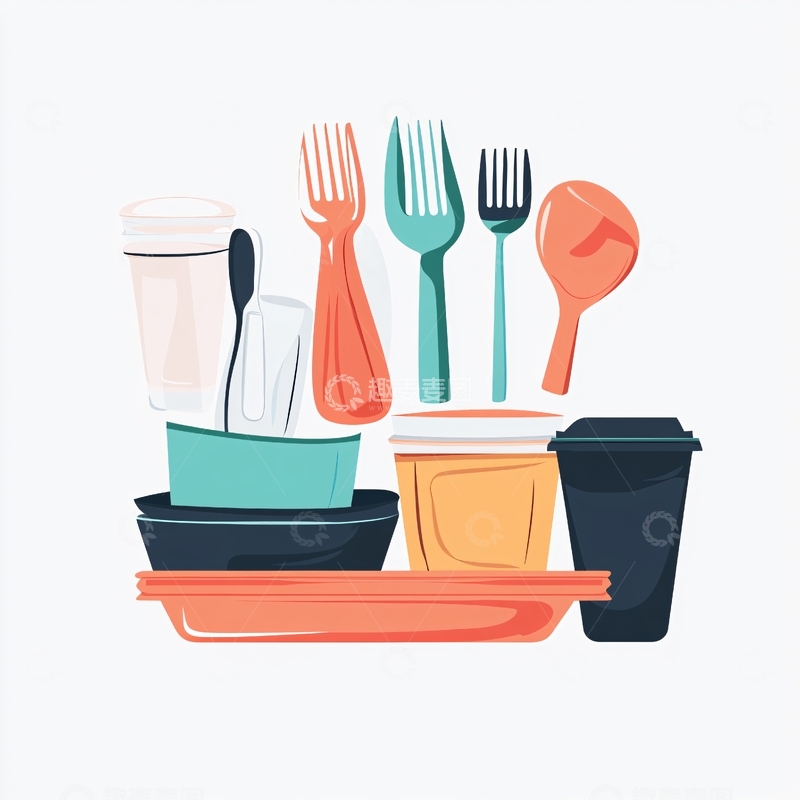 高清大图下载【趣麦麦图】餐具卡通图案1