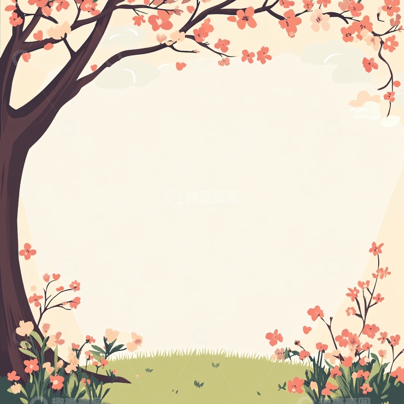 高清大图下载【趣麦麦图】樱花草地背景