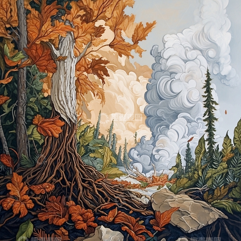 高清大图下载【趣麦麦图】大自然插画包装插画4