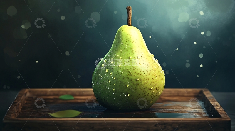 高清大图下载【趣麦麦图】绿色梨子木盘