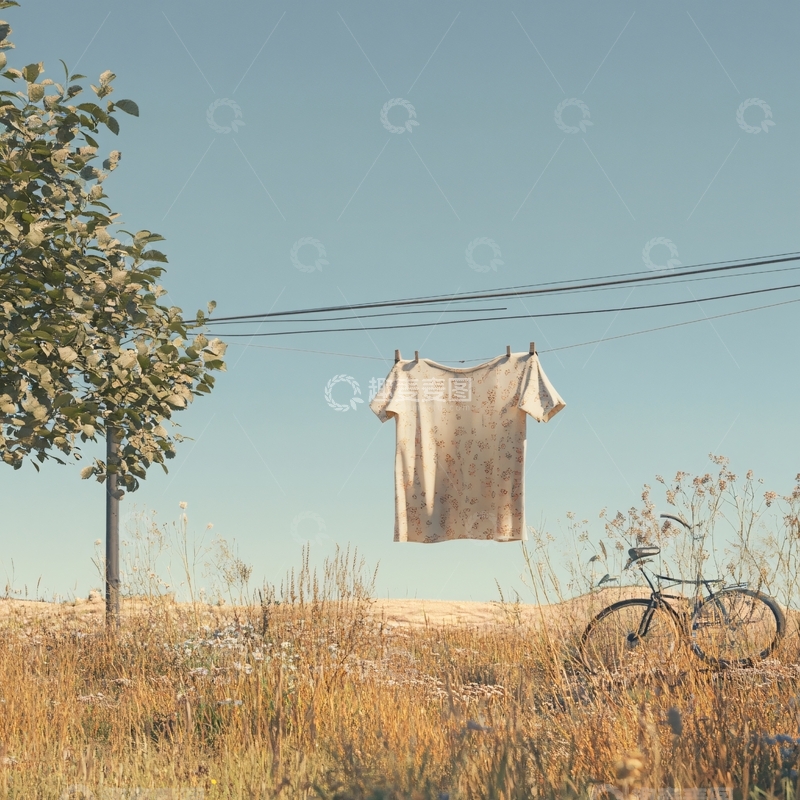 高清大图下载【趣麦麦图】晒着的衣服1