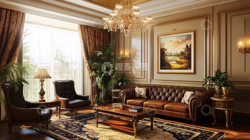 高清大图下载【趣麦麦图】法式客厅场景5
