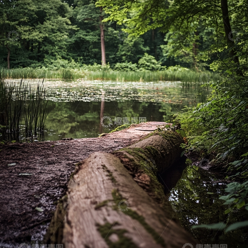 高清大图下载【趣麦麦图】水塘树干1