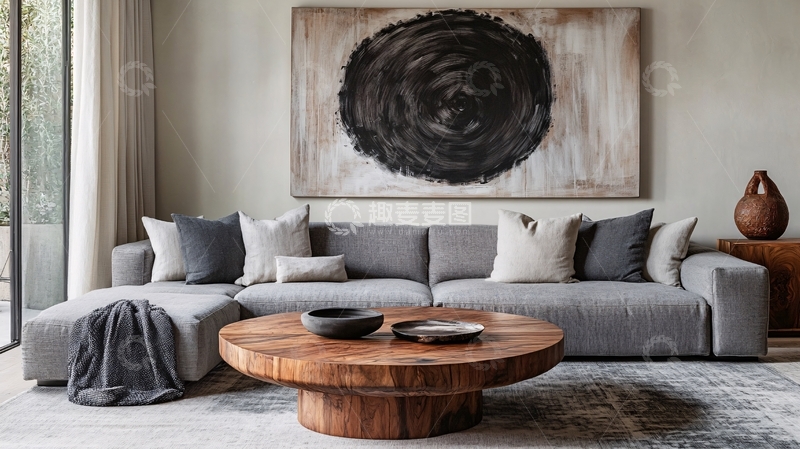 高清大图下载【趣麦麦图】-灰色沙发客厅设计