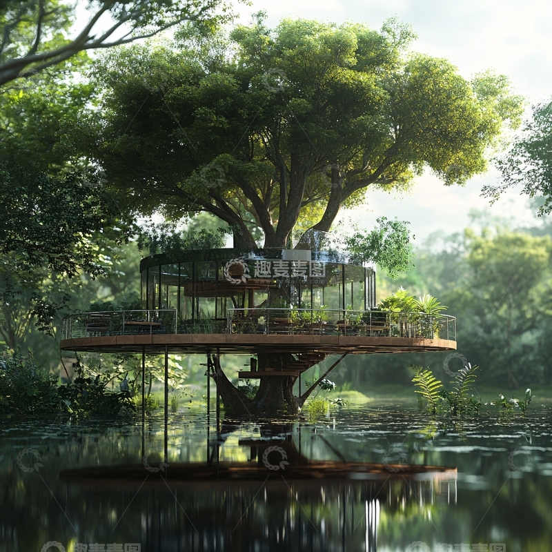 高清大图下载【趣麦麦图】树屋效果图
