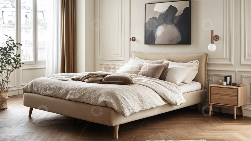 高清大图下载【趣麦麦图】欧洲榉木床