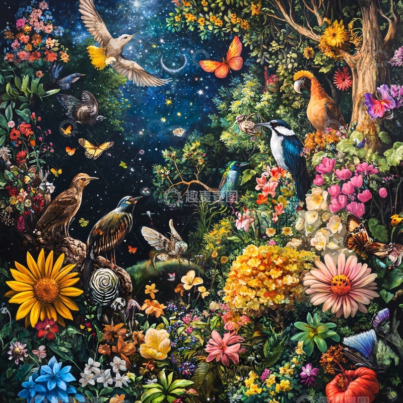 高清大图下载【趣麦麦图】欧式田园花鸟
