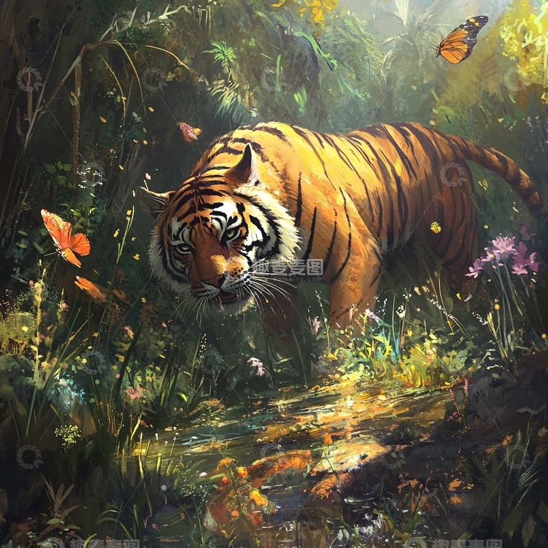 高清大图下载【趣麦麦图】虎元素插画1