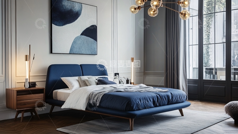 高清大图下载【趣麦麦图】北欧实木床