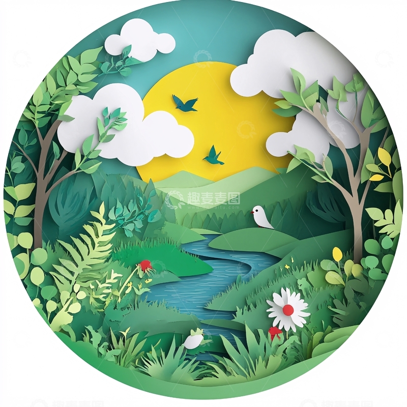 高清大图下载【趣麦麦图】扁平化自然插画1