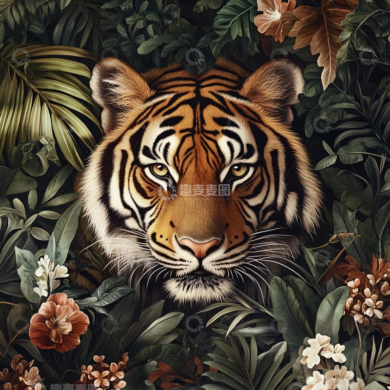 高清大图下载【趣麦麦图】虎元素插画