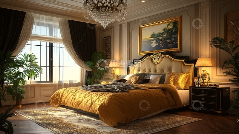 高清大图下载【趣麦麦图】欧式主卧背景