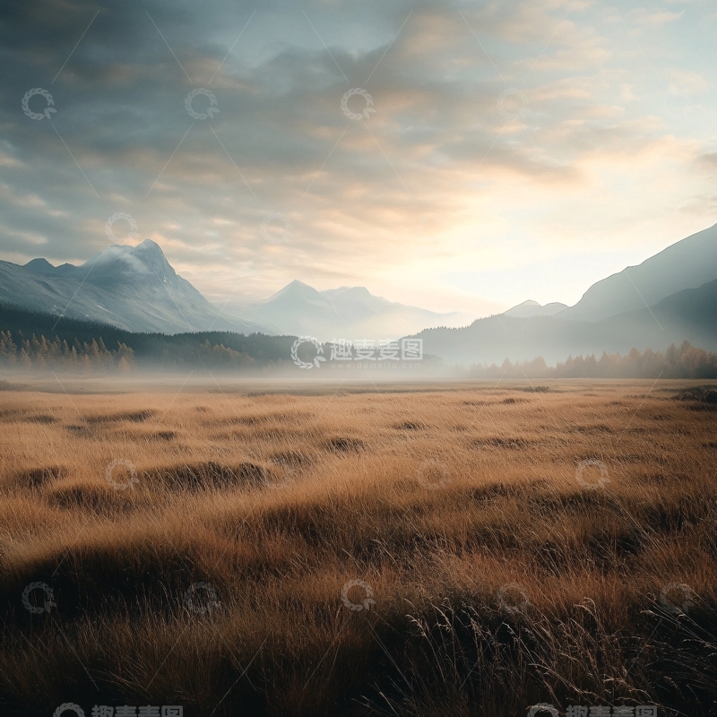 高清大图下载【趣麦麦图】云雾秋色晨雾金色3