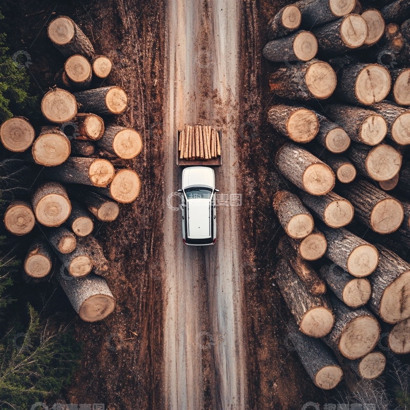 高清大图下载【趣麦麦图】货车运输原木