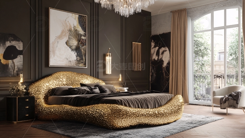 高清大图下载【趣麦麦图】现代法式卧室1