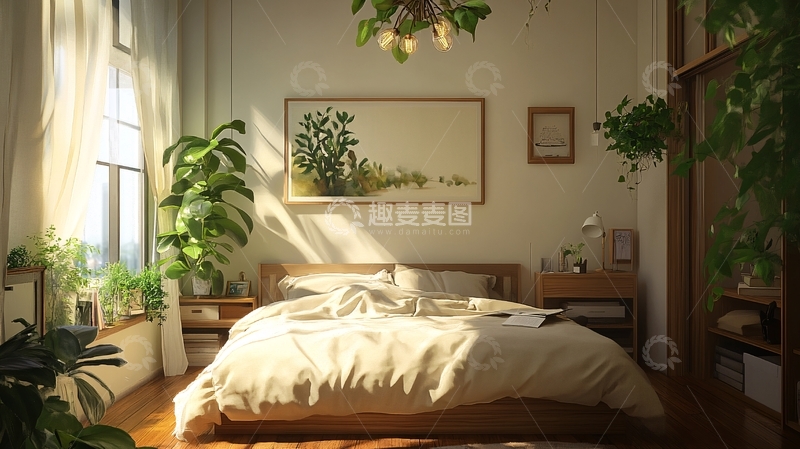 高清大图下载【趣麦麦图】阳光洒进卧室11