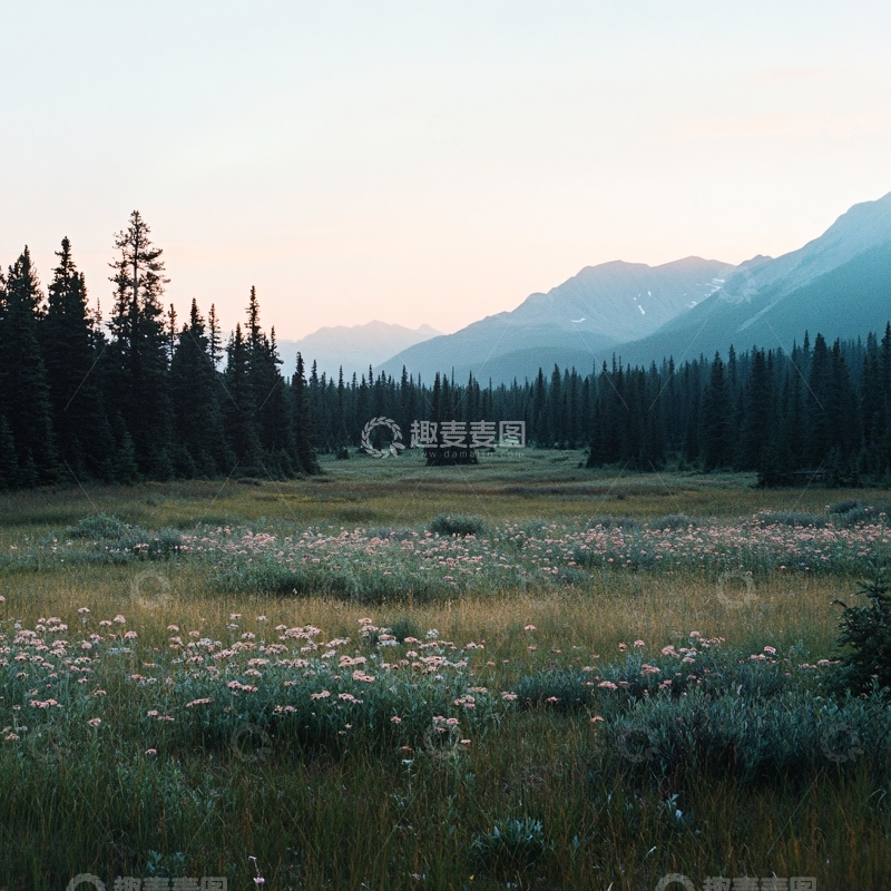 高清大图下载【趣麦麦图】山林草地黄昏