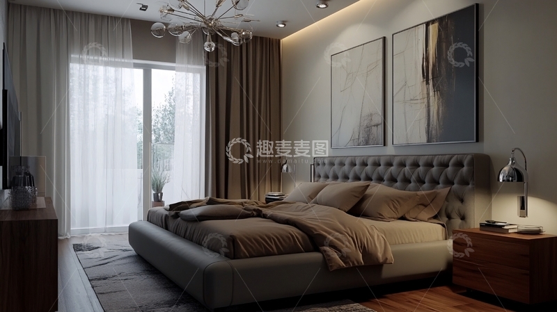 高清大图下载【趣麦麦图】现代主卧效果图5