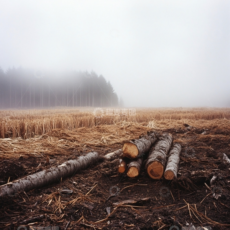 高清大图下载【趣麦麦图】雾色田园图1